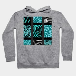 Teal Mixed Animal Print Hoodie